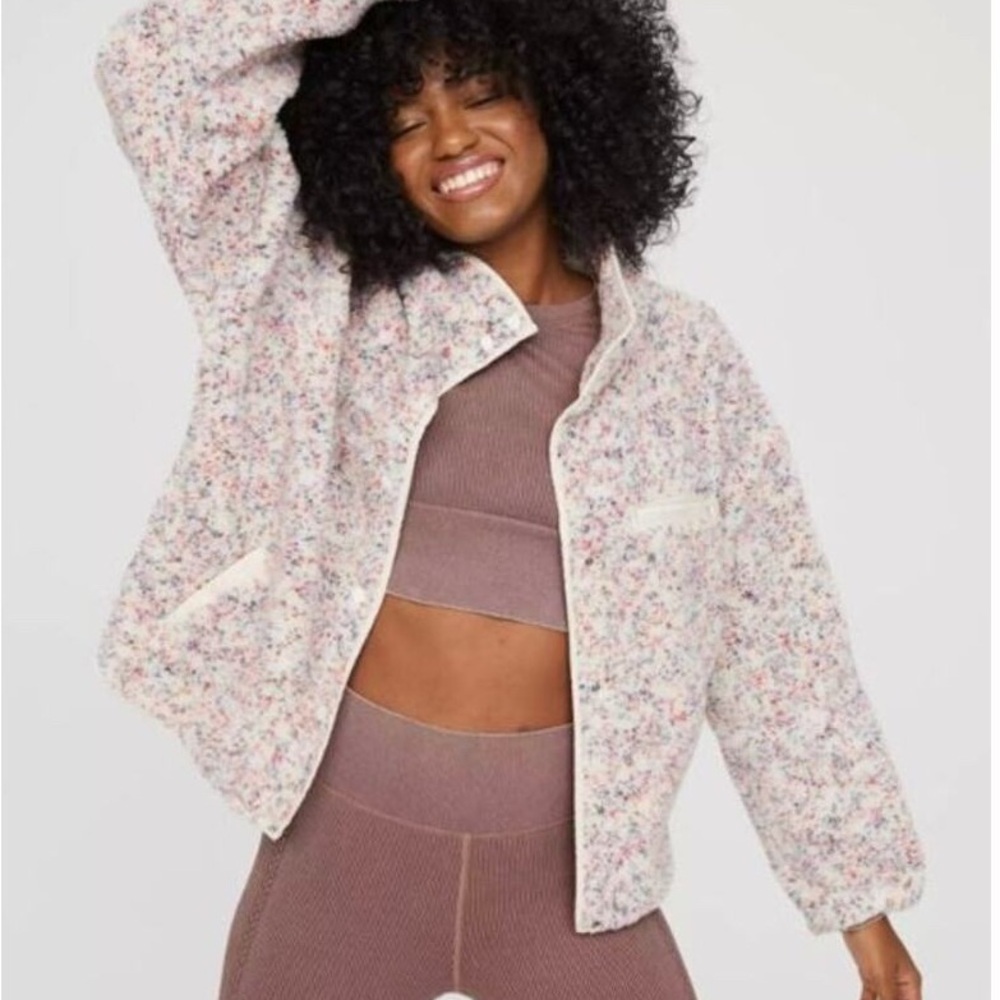 Offline by Aerie XL multi color CONFETTI snap Sherpa jacket